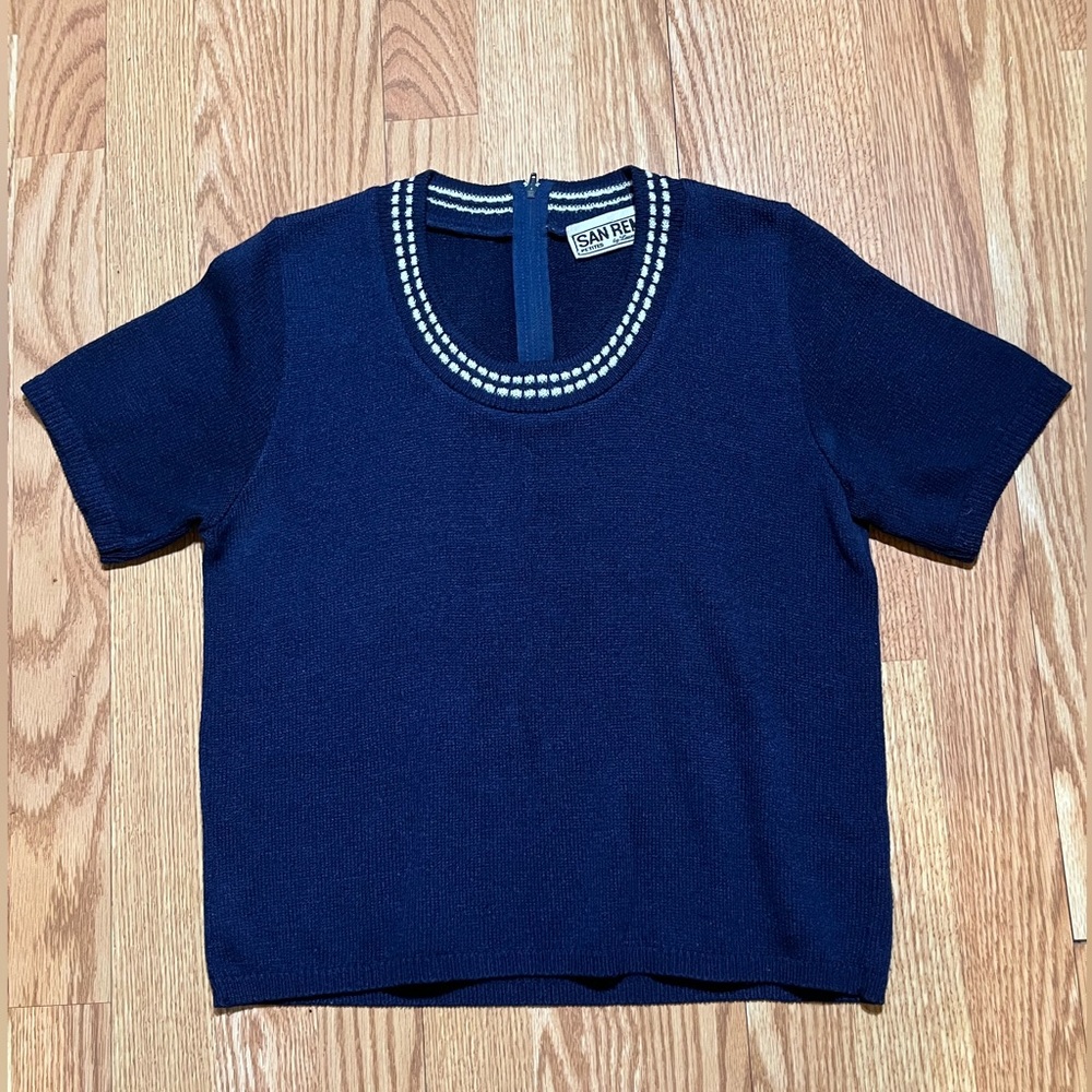 San Remo by Laura Knits navy top